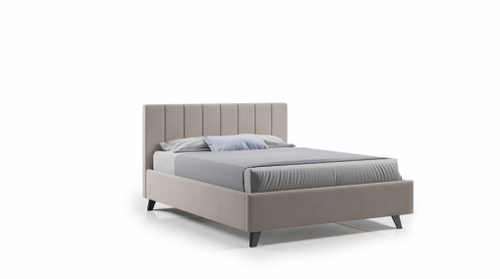 Кровать Оливия 160х200 (Классик/Профи, Универс, БЕЗ ППМ, Микровелюр бежевый) Мелодия сна