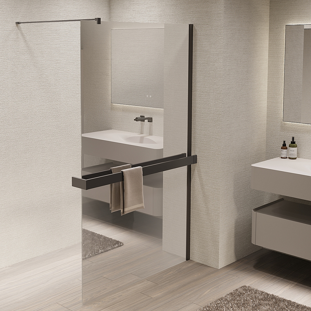 Душевое ограждение Vincea Walk-In 100 VSW-1HR100MRGM стекло зеркальное/профиль вороненая сталь