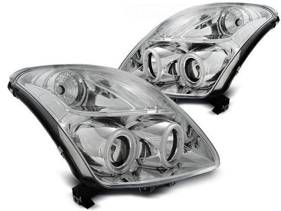 Передние фары Angel Eyes для Suzuki Swift II (05-10) CCFL Chrome