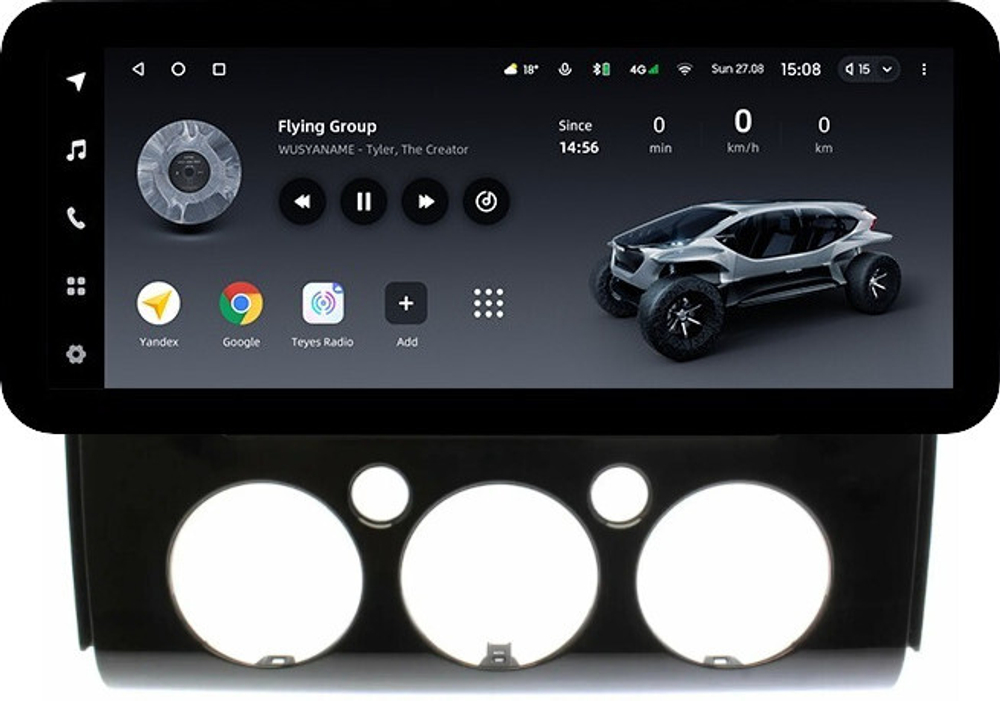 Магнитола для Toyota FJ Cruiser 2005-2022 (рамка черная) - Teyes LUX ONE ROUND монитор 12.3" 2K QLED на Android 10, CarPlay, 4G SIM-слот