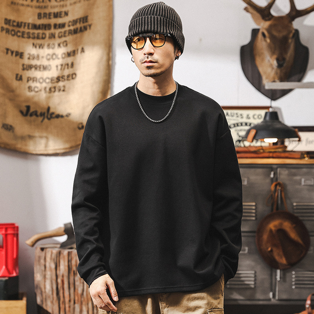 Футболка шлифованный хлопок с длинными рукавами мужская, весна