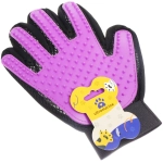 Расческа - перчатка для собак и кошек «ЛАПКИ и ЦАРАПКИ», на липучке, цвет фиолетовый, 23см (подвес)