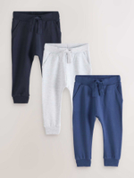 Джоггеры для мальчика Next 156-354, 3 шт., Темно-синий, Светло-серый, Синий
