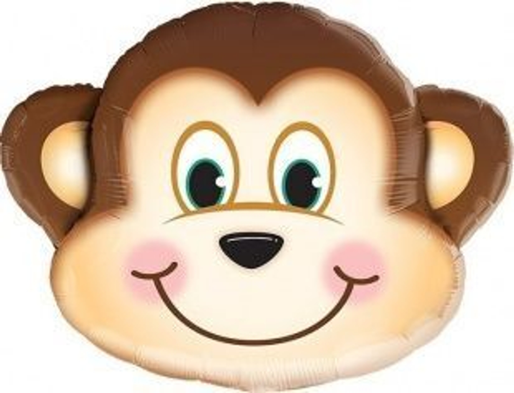 Шар (34''/86 см) Фигура, Большая голова, Обезьянка Мартышка, 1 шт. Д202 Д203