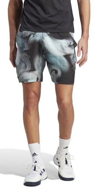 Мужские теннисные шорты Adidas Printed Tennis Short Pro - black/semi flash aqua/dash grey