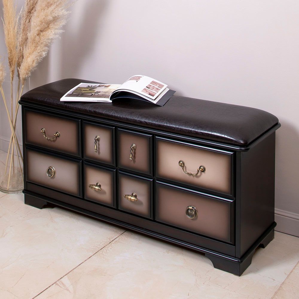 Банкетка Пандора 4 с обувницей Орех Оберджин Шоколад