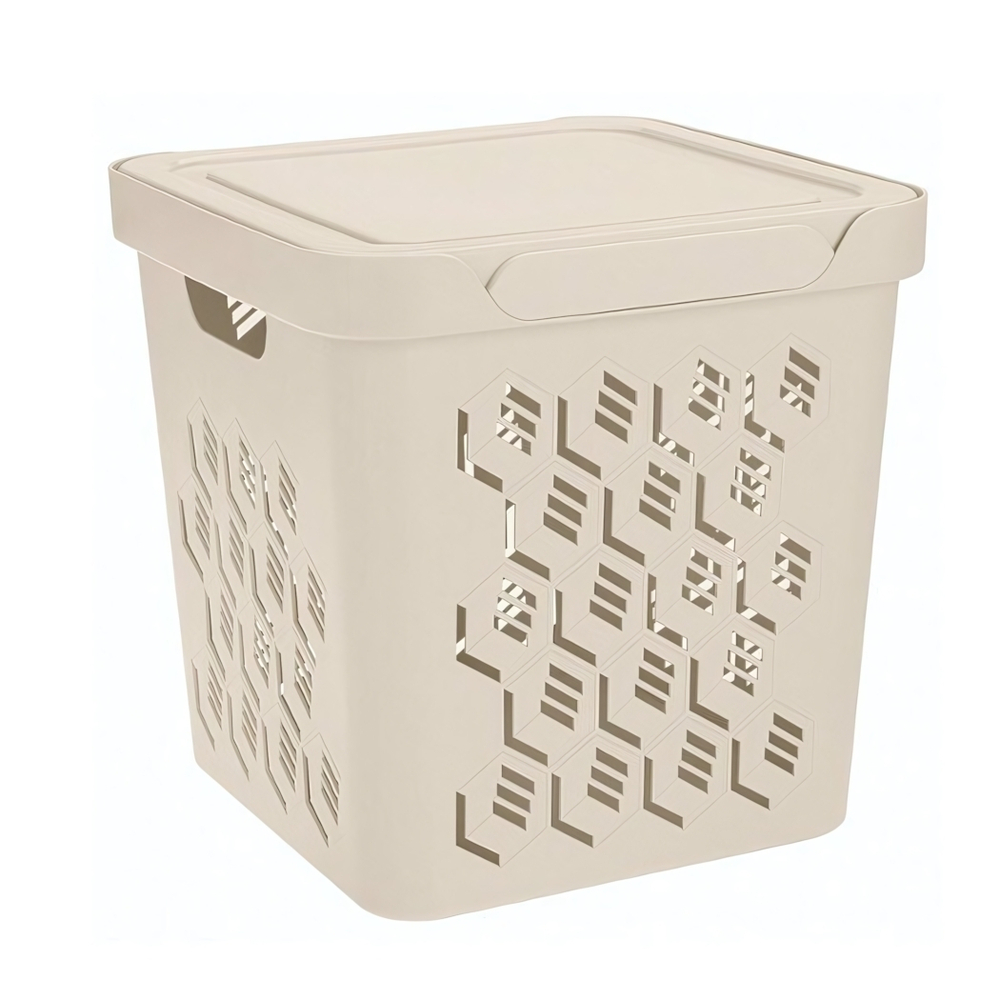 Ящик с крышкой универсальный "deluxe", 286х286х286 мм, 18л (бежевый)