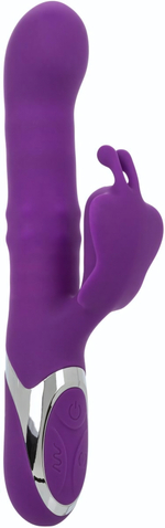 Фиолетовый вибратор-кролик Enchanted Flutter с массажем бусин и пенетрацией (Цвет: розовый)