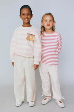 ZARA ТОЛСТОВКА В ПОЛОСКУ С МЕДВЕЖАТАМИ, РОЗОВЫЙ