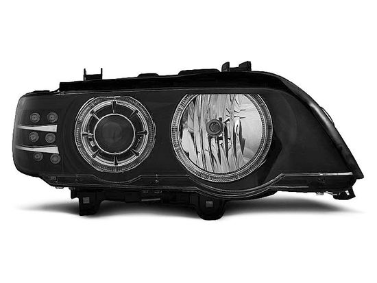 Передние фары angel eyes black led indicator для BMW X5 E53