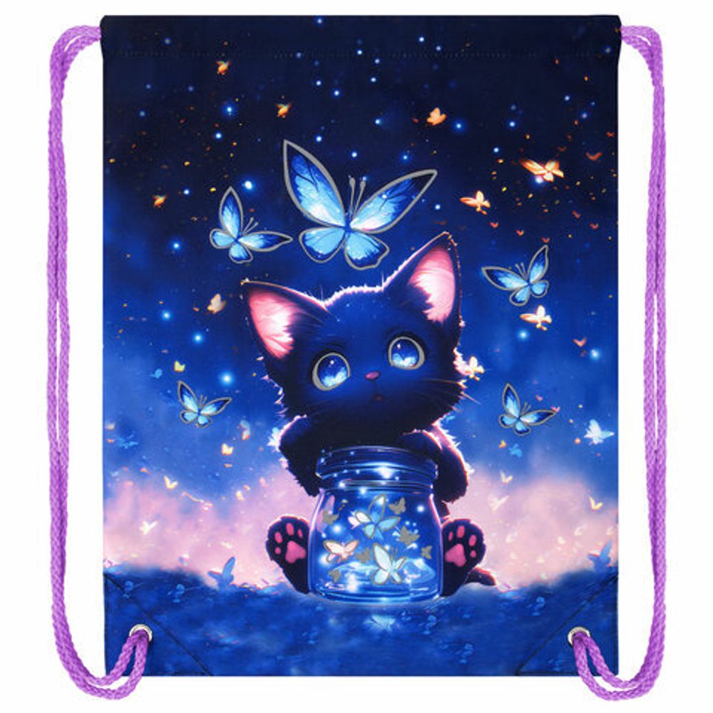 Мешок для обуви BRAUBERG PREMIUM, карман, подкладка, светоотражайка, 43х33 см, "Night catcher", 273442