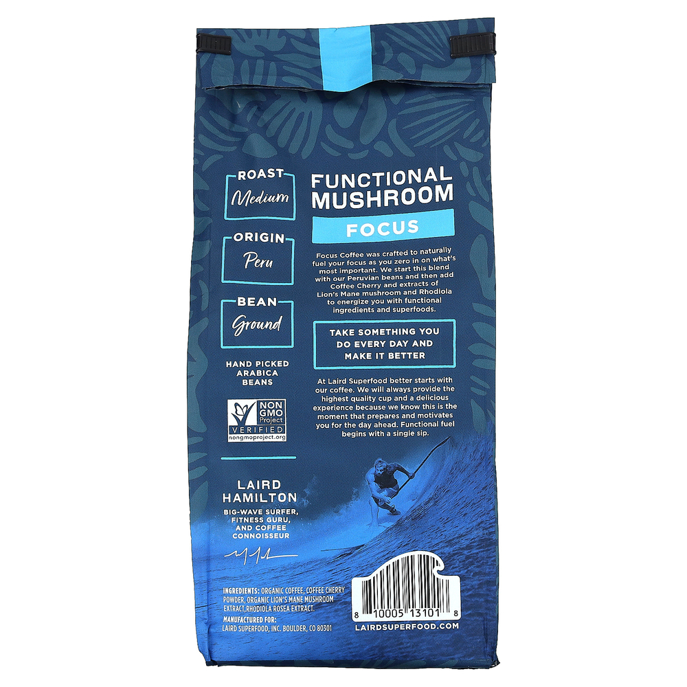 Laird Superfood, функциональный грибной кофе, Focus, молотый, средней обжарки, 340 г (12 унций)