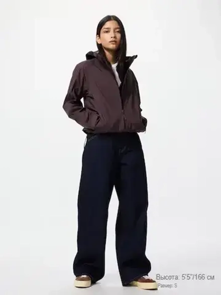 UNIQLO Короткая парка с капюшоном, бордовый