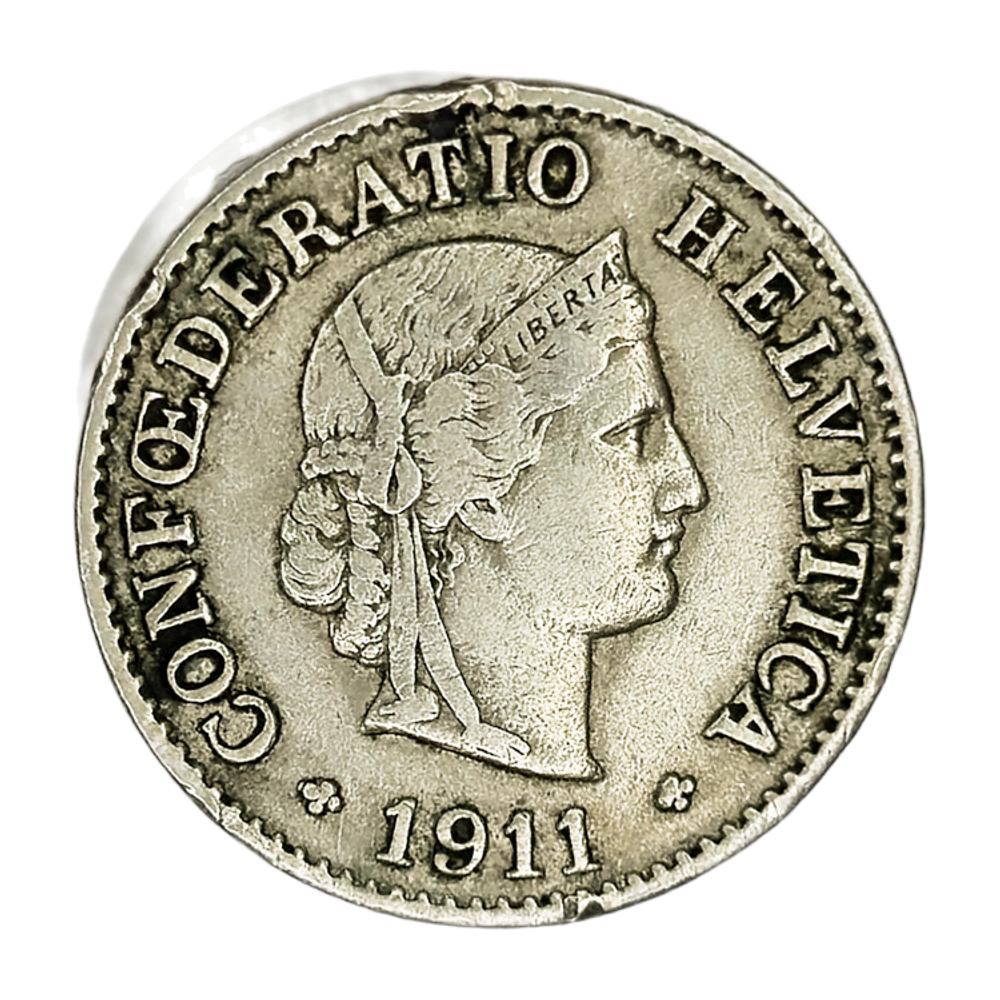 Switzerland, 5 Rappen, 1911 – Libertas Series, VF