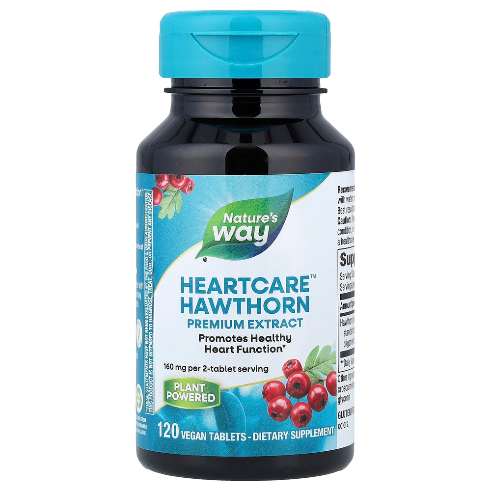Nature's Way, HeartCare™, боярышник, 120 веганских таблеток (80 мг в 1 таблетке)