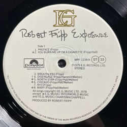 Винтажная виниловая пластинка LP Robert Fripp King Crimson Exposure (Япония 1979) (Без Оби)