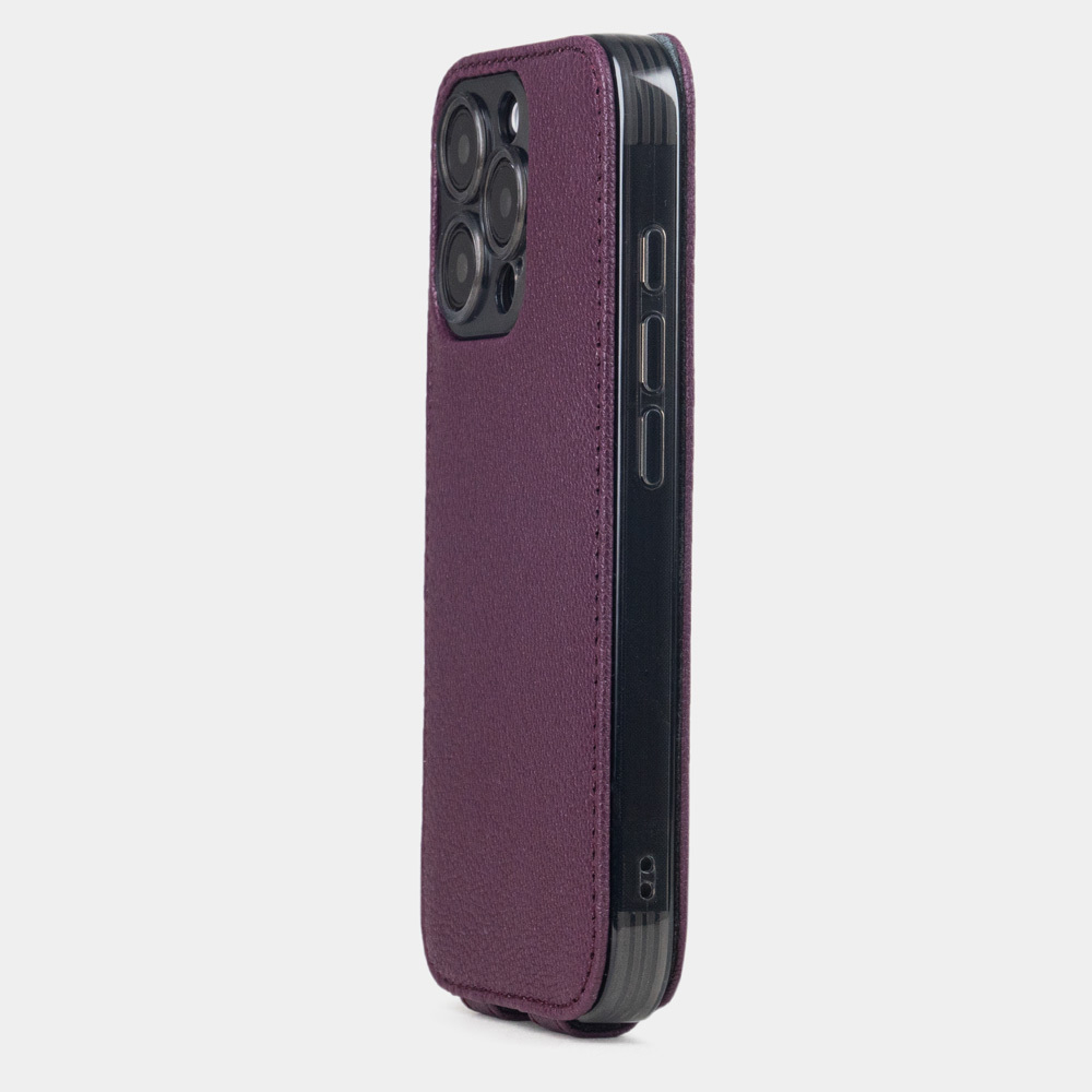 Чехол iPhone 16 Pro Max натуральная кожа козы, фиолетового цвета