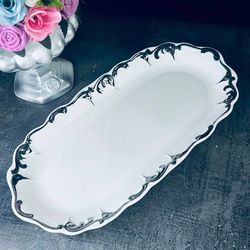 Lenardi 666-395 Овальное блюдо 37см ARGENTO в под.уп.(х12)Фарфор