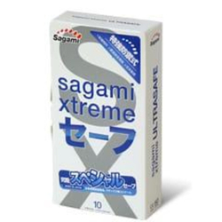 SAGAMI Xtreme Ultrasafe 0,09 мм - Презервативы с двойным кол-вом смазки, латекс 10шт.