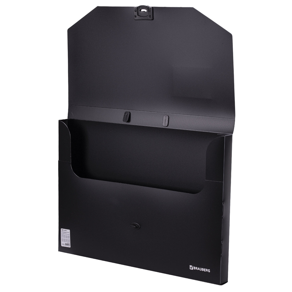 Папка-портфель пластиковая формат большой BRAUBERG "ПОРТФОЛИО" А3 (445х310х30 мм) черная Россия (2 штуки в упаковке)