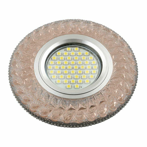 DLS-L144 GU5.3 GLASSY/LIGHT TEA Светильник декоративный встраиваемый, серия Luciole. Без лампы, цоколь GU5.3. Доп. светодиодная подсветка 3Вт. Стекло.