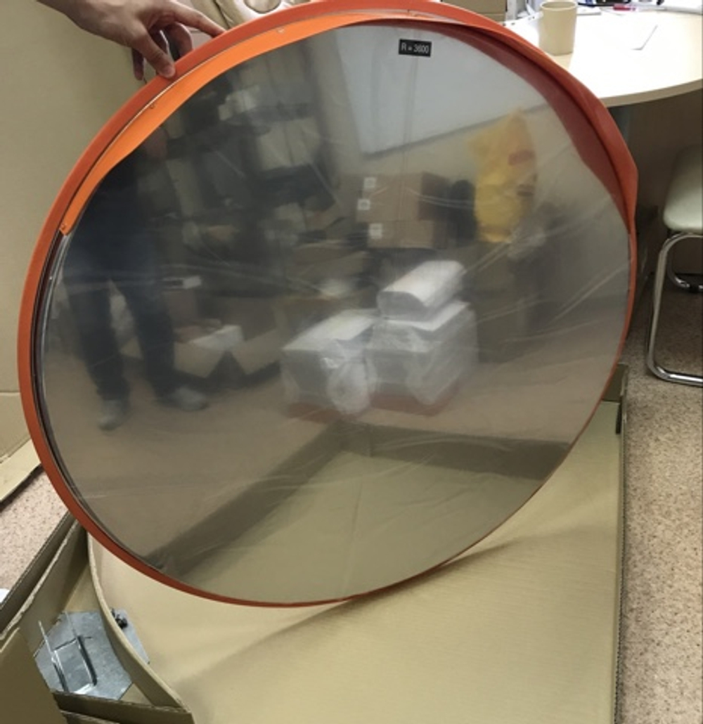 Зеркало сферическое круглое с козырьком из нержавеющей стали 490 мм