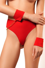 Бесшовные трусики-танга с цепочкой и наручниками (Размер: S) (Цвет: черный)