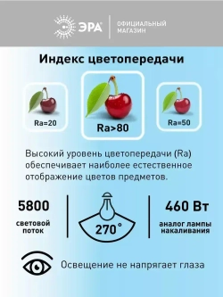 Лампочка светодиодная промышленная ЭРА LED E27/E40 60 Вт T120 колокол 6500К холодный белый свет 1 штука