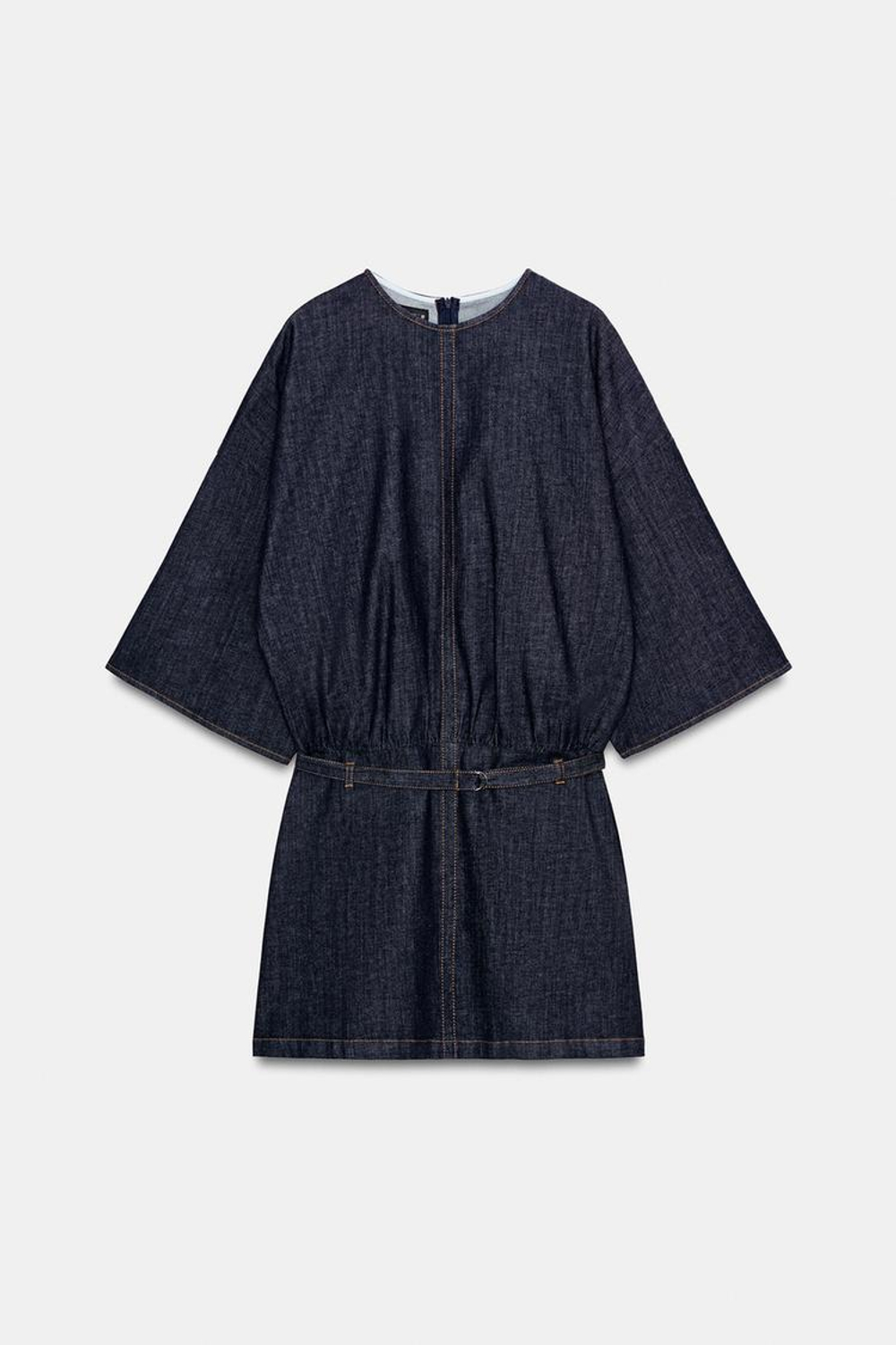 ZARA КОРОТКОЕ ДЖИНСОВОЕ ПЛАТЬЕ Z1975 С РЕМНЕМ, СИНИЙ