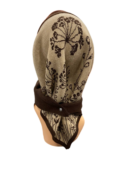 Оренбургский платок-косынка К502-08/13 бежевый/коричневый