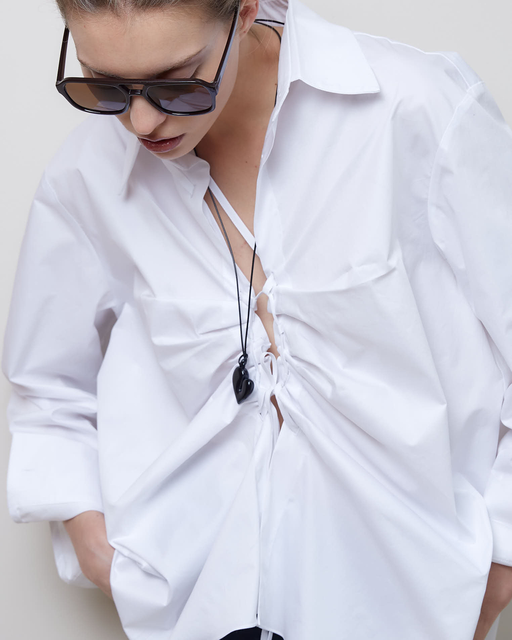 Рубашка на завязках из хлопка Макс Мара белый