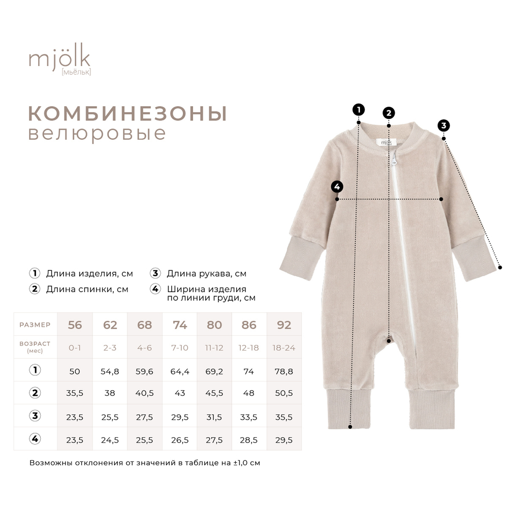 Велюровый комбинезон Mjolk Baby Blue, на манжетах