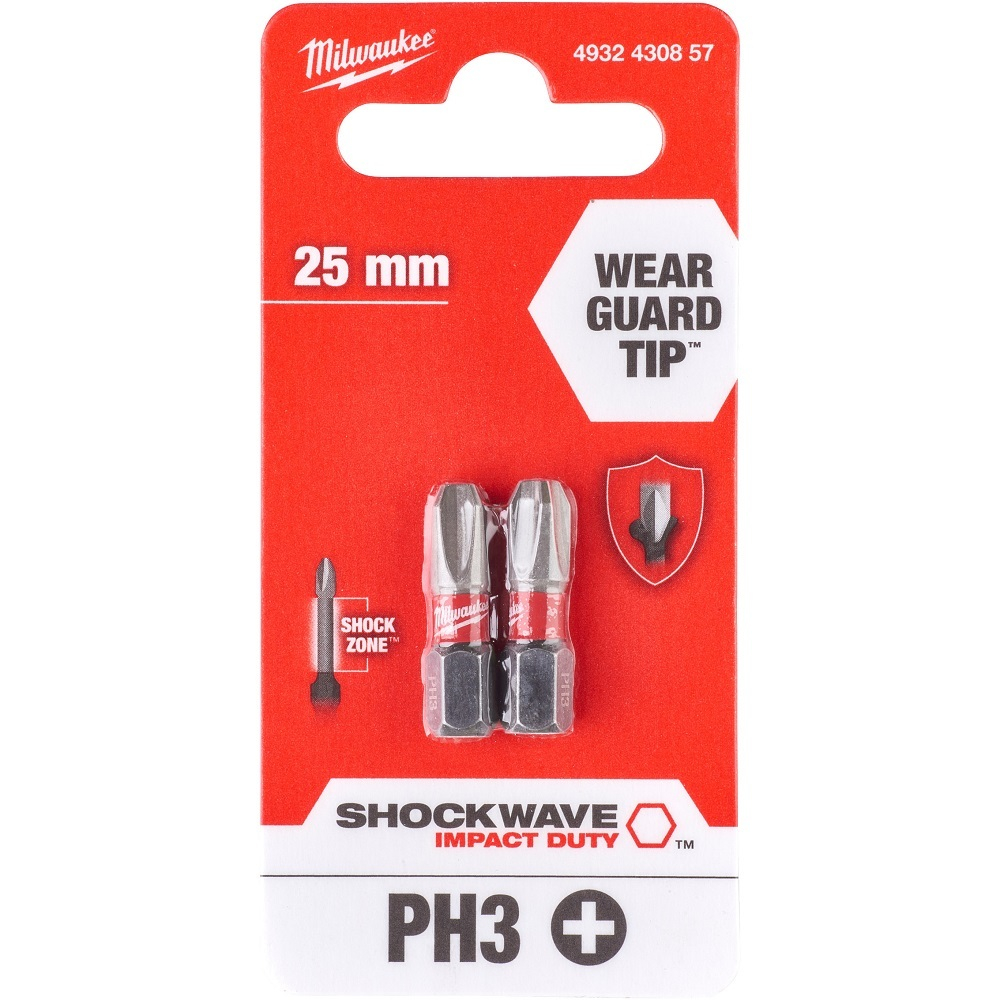 Бита Milwaukee SHOCKWAVE PH3 25мм 2шт