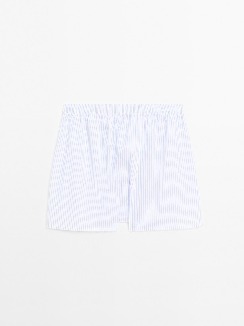 Massimo Dutti Трусы-боксеры из 100% хлопка в полоску, белый