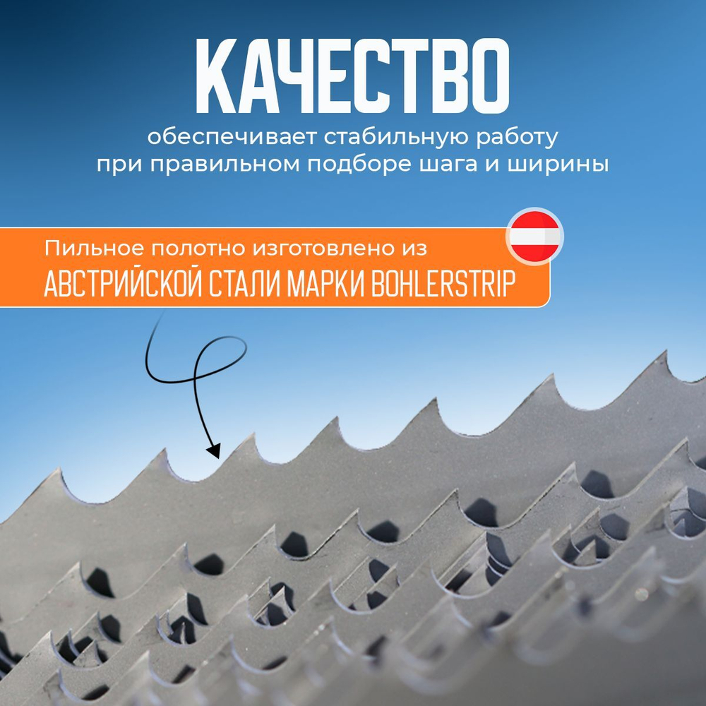 Полотно ленточной пилы 1440 х 13 х 8/12 M42 для резки по дереву, металлу и другим материалам для домашней мастерской и профессионального использования