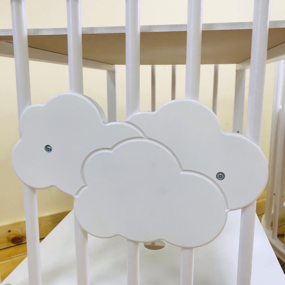 Кровать детская круглая трансформер "Облако" Белый + Маятник