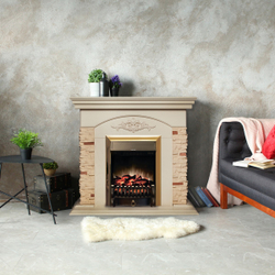 Электрокамин RealFlame Neapolis WT айвори с очагом Fobos Lux Brass