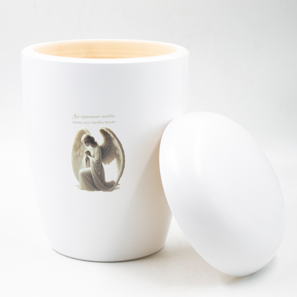 Урна для праха биоразагаемая "Эдем" белая Ангел