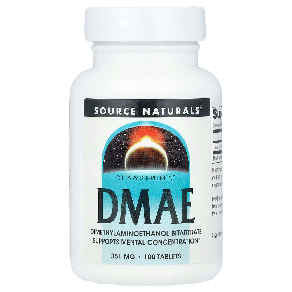 Source Naturals, ДМАЭ, 351 мг, 100 таблеток
