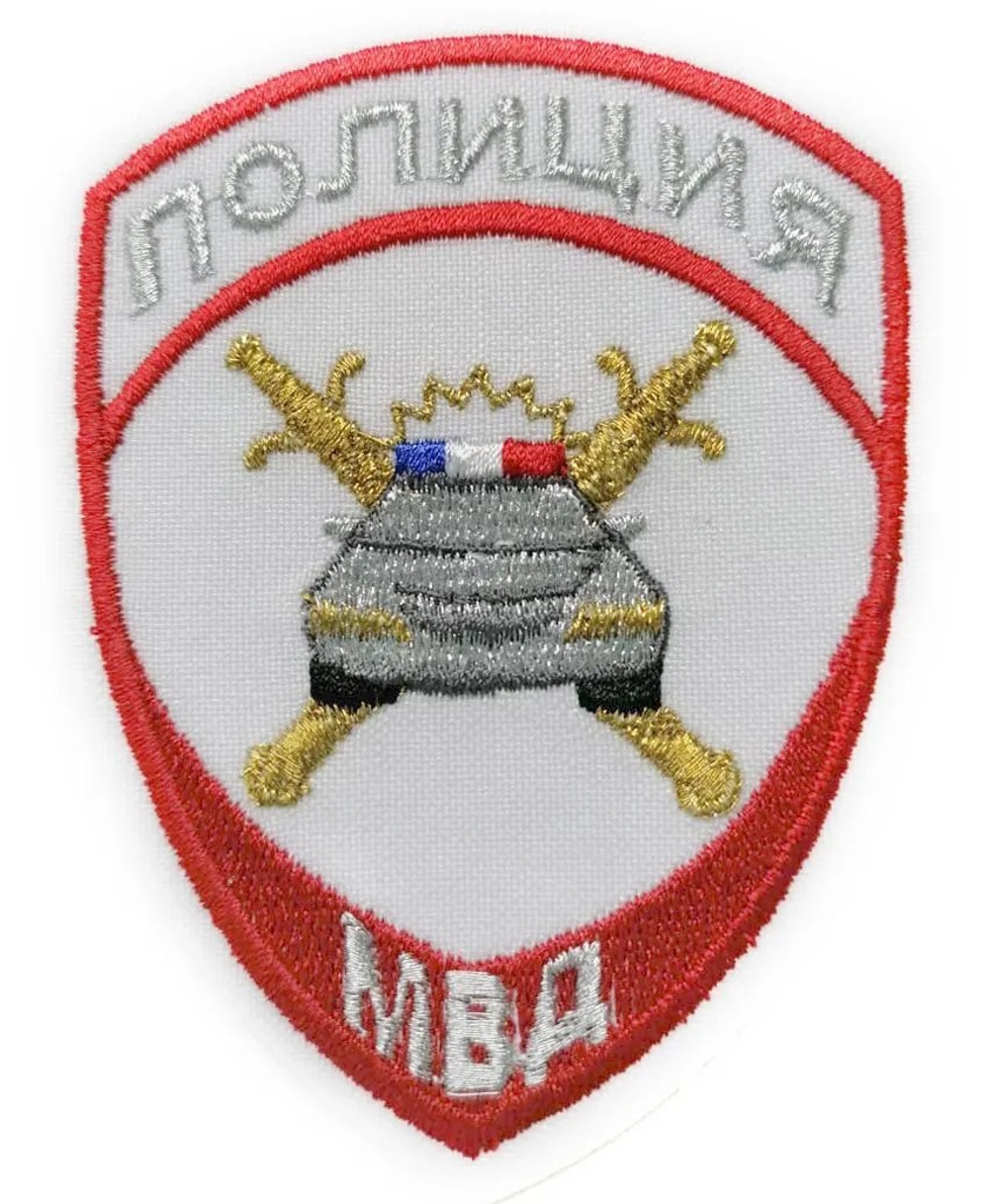 Шеврон вышитый "Полиция ГИБДД" белый приказ 777 100*75 мм