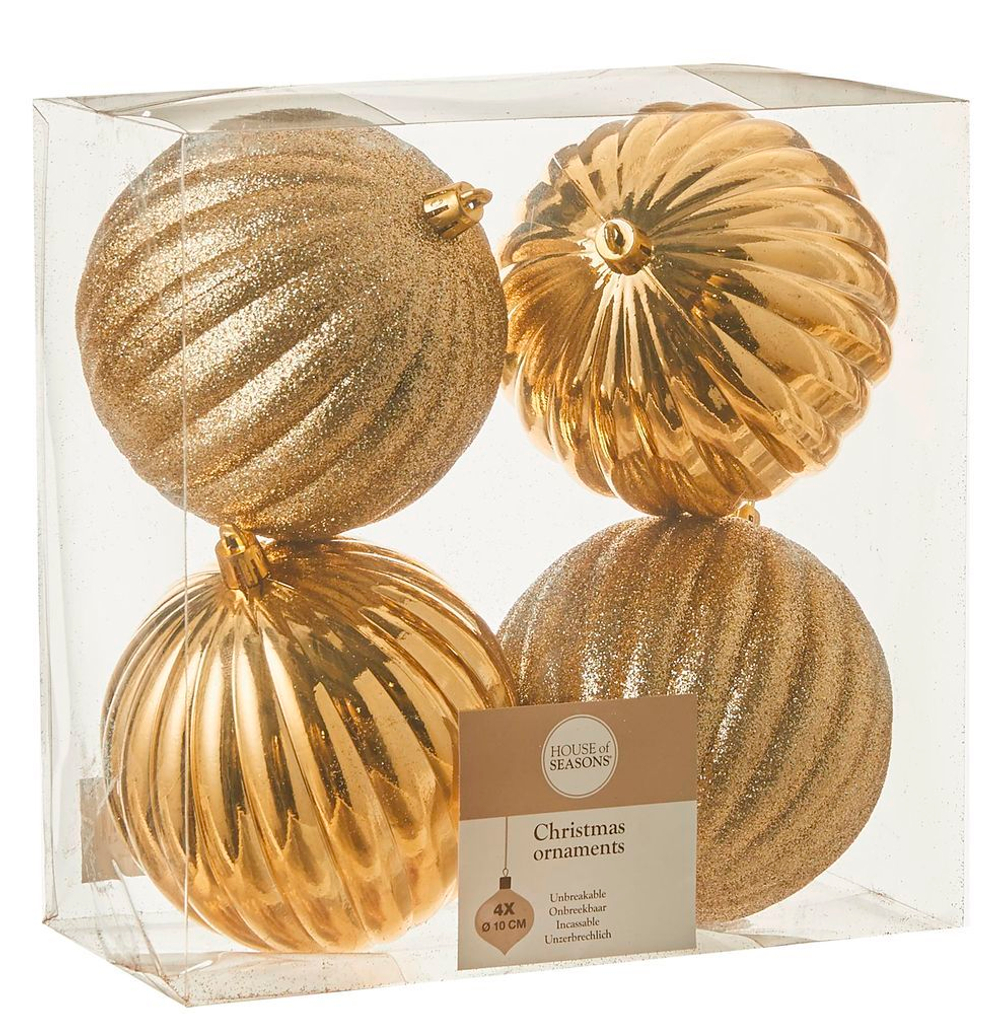 Набор шаров 4шт 10см House of Seasons золотой