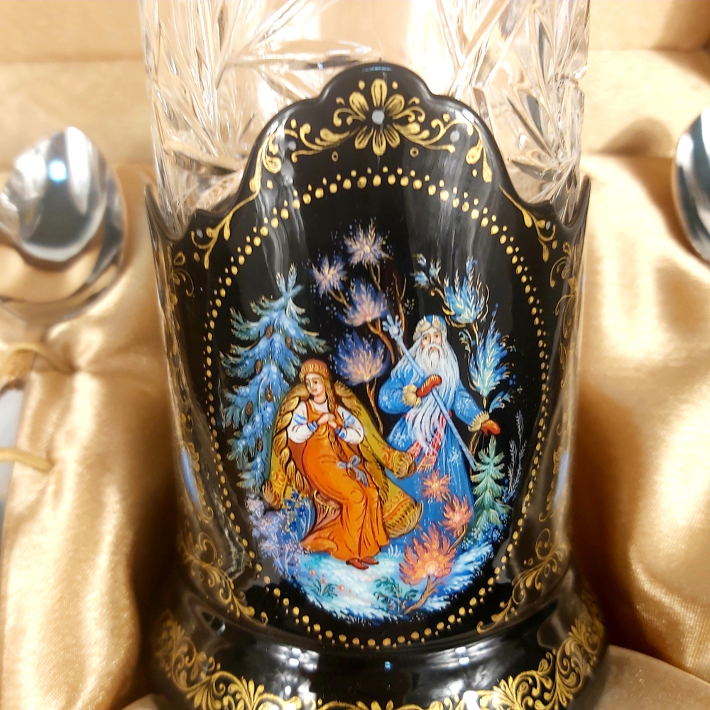 Чайный набор подстаканников (Ручная роспись Палех) №12