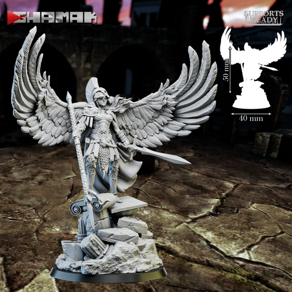 Grand Alliance Order Stormcast Eternal Prosecutors Крылатая Воительница с копьём и мечом миниатюра для dnd, днд, pathfinder, фентези, Настольная игра, НРИ, Варгейм, РПГ