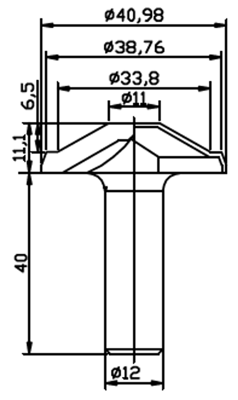 PCD профильная фреза D.40.98x11.1 42x40 Z2