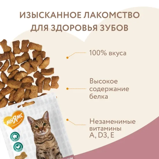 Мнямс хрустящие подушечки для кошек Здоровые зубы 60 гр