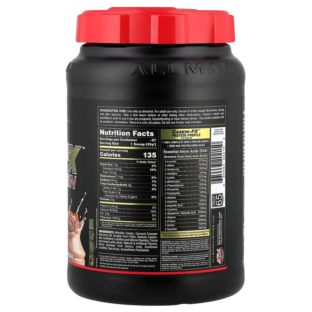 ALLMAX, Casein-FX™, 100% мицеллярный протеин казеина, шоколад, 907 г (2 фунта)