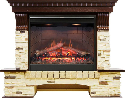 Каминокомплект Pierre Luxe угловой - Темный дуб / Сланец (Высота 1000мм) с очагом Symphony 26'' DF2608-INT