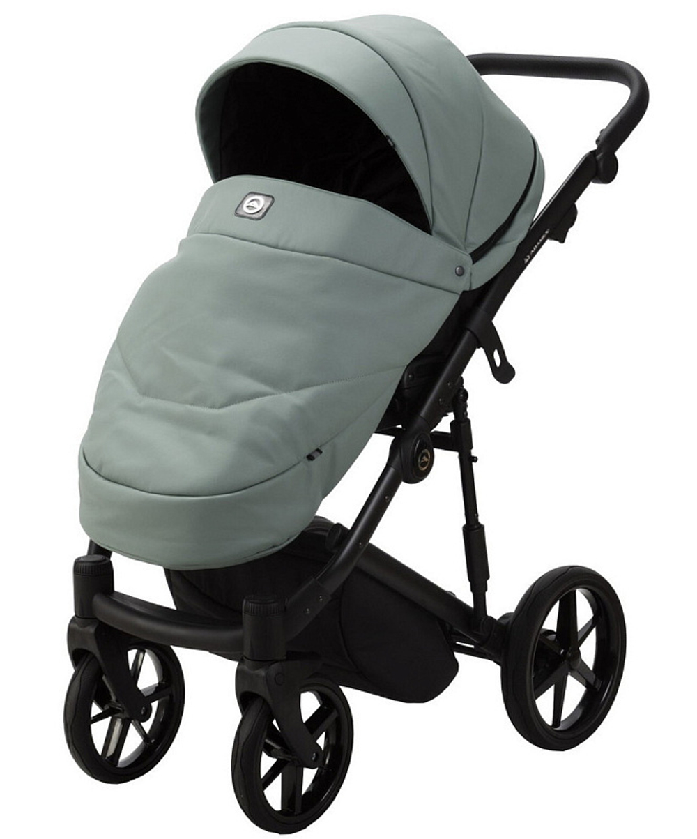 Детская коляска Adamex Mobi Deluxe 3 в 1 M-SA20 (СЕРО-ЗЕЛЕНАЯ КОЖА)