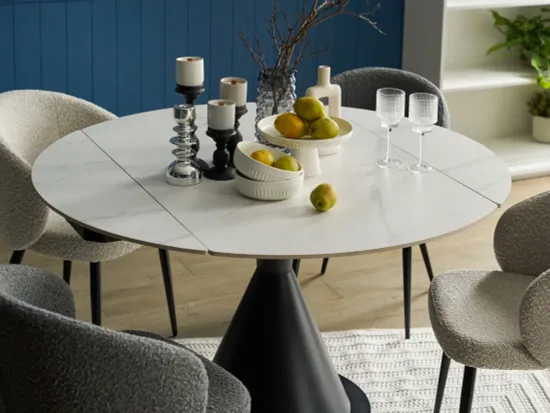 Раскладной обеденный стол Pion белая керамика 80-130