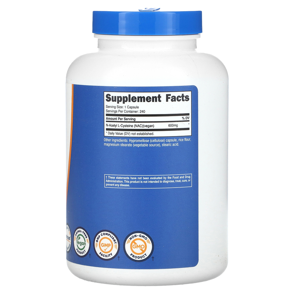 Nutricost, NAC, 600 мг, 240 капсул